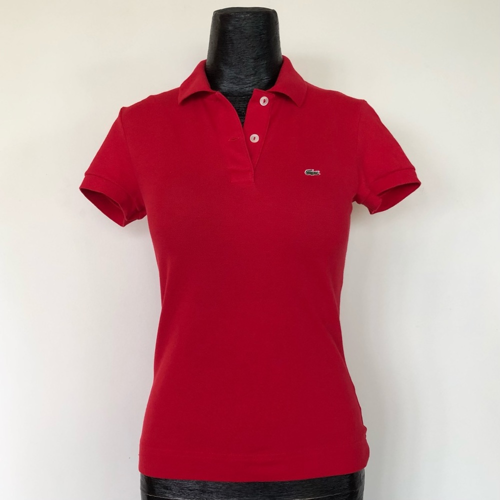 Lacoste Red Size 36 F4811 Slim Fit Cotton Piqué Polo Top